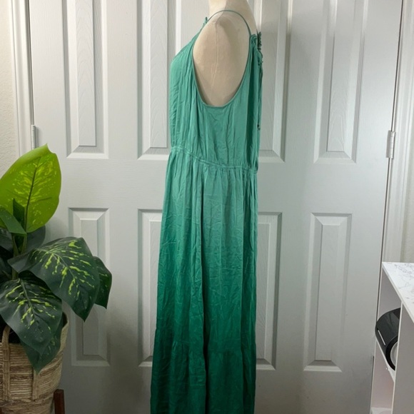 Knox Rose Green Ombré Tiered Midi Dress A-Line Halter Tie Back Women's size XXL - Picture 4 of 16